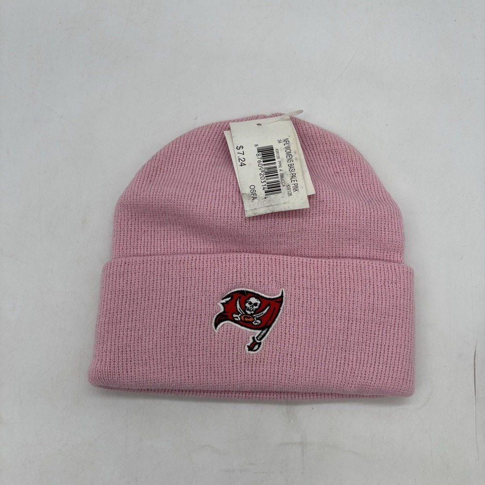 Tampa Bay Buccaneers Beanie Hat OSFA NFL Team Apparel Pink Cuffless Cap Adult